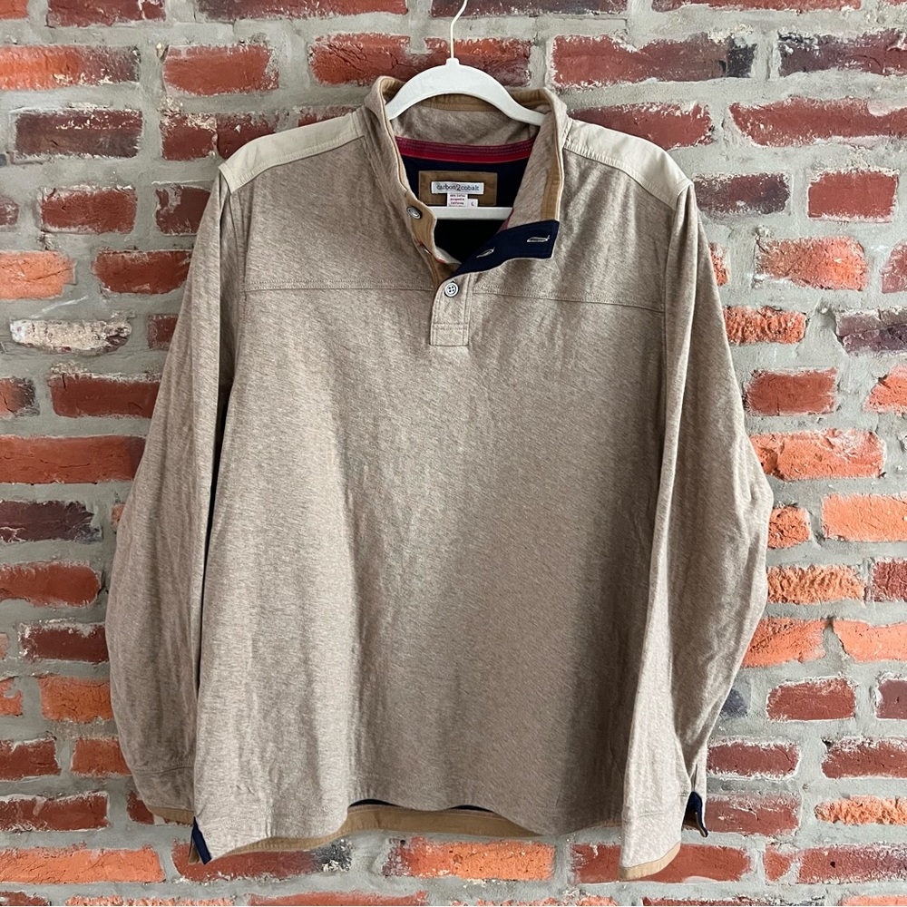 Carbon2Cobalt Beige Quarter Button Pullover